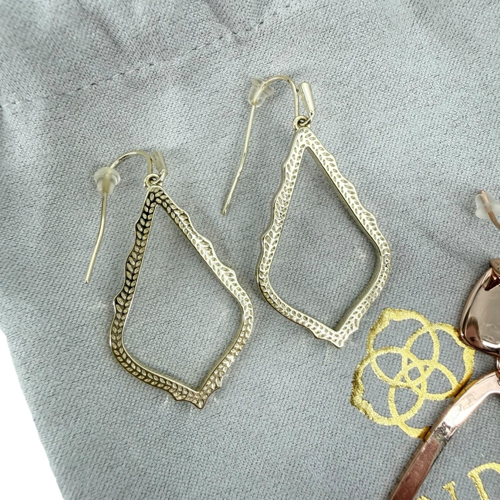 Kendra Scott Sophee Gold & Kira Rose Gold Drop Earrings Set of Two With Dust Bag - Picture 7 of 9